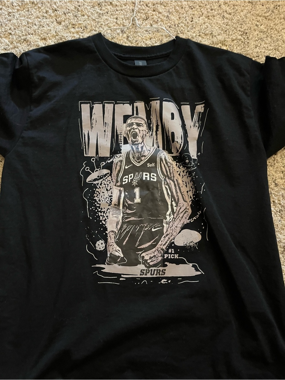 Gildan Black Kids' Spurs Graphic Tee with White Print